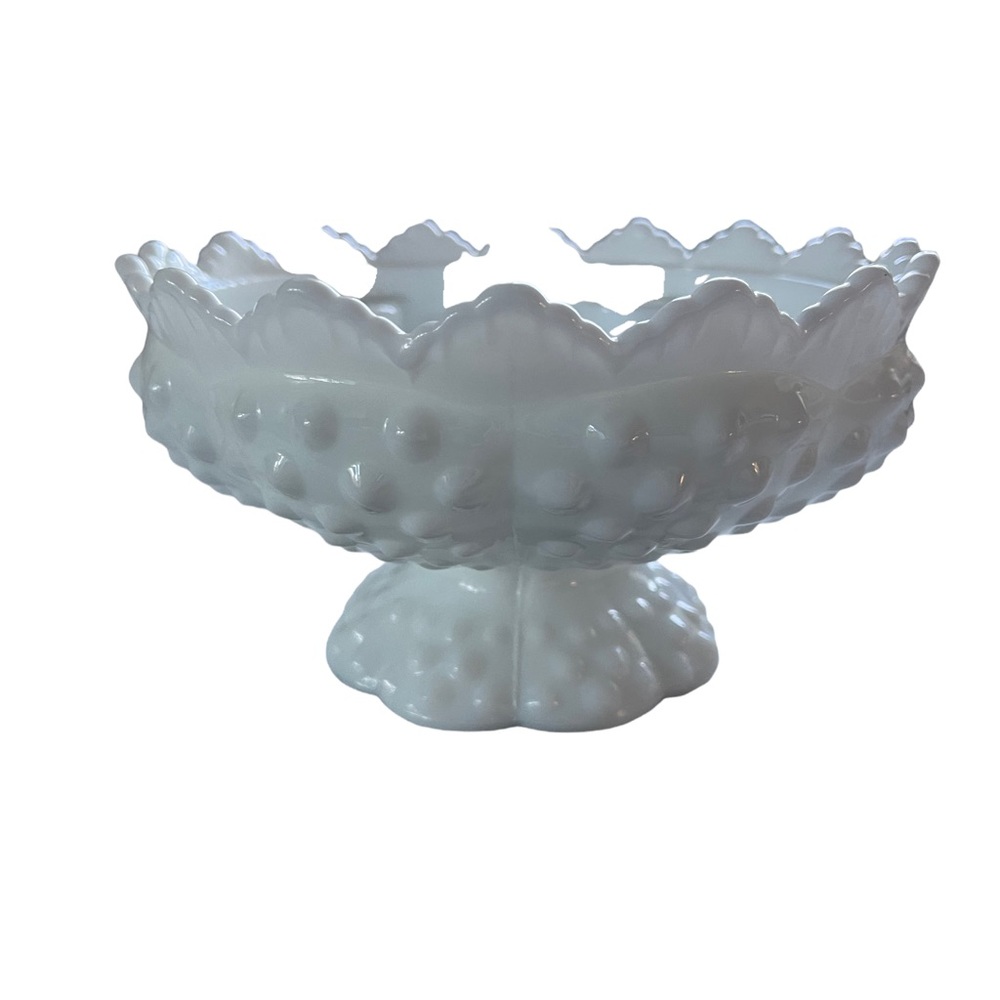 Hobnail/milk glass candle holder